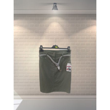 Gonna in cotone con cinta treccia - verde