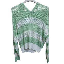 Felpa a righe con cappuccio verde acqua