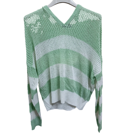 Felpa a righe con cappuccio verde acqua