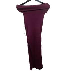Vestito in maglia a coste bordoux