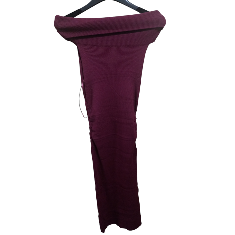 Vestito in maglia a coste bordoux