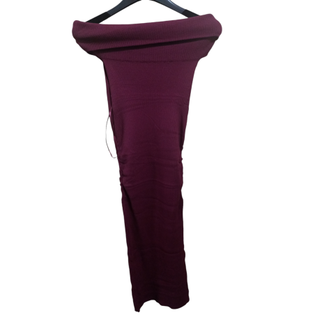 Vestito in maglia a coste bordoux