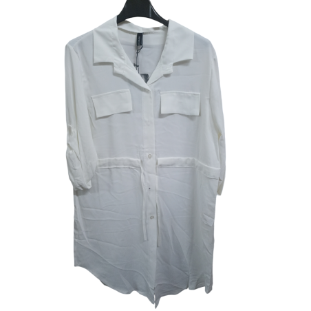 Camicia lunga donna con cinturino bianca